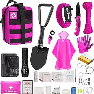 Small First Aid Kit - 165 Piece Dual-Color Emergency Medical Kit with Hard Shell & Fluorescent Exterior Coating, Emergency First Aid Kit for Home, Car, Travel, Hiking & Outdoor(Pink/White) product image