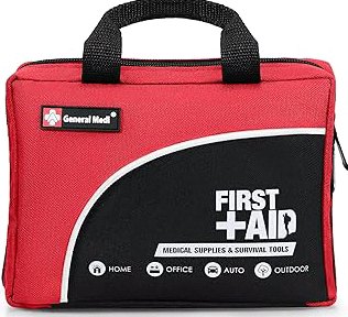 General Medi Mini First Aid Kit, 110 Piece Small First Aid Kit - Includes Emergency Foil Blanket, Scissors for Travel, Home, Office, Vehicle, Camping, Workplace & Outdoor (Red) product image