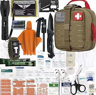Everlit Survival Upgraded Survival First Aid Kit Emergency Gear Trauma Kit with 1000D Nylon Laser Cut Tactical EMT Pouch for Outdoor, Camping, Hunting, Hiking, Earthquake, Home, Office product image