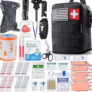 I GO Survival First Aid Kit, 251 Pieces Compact Tactical Trauma First Aid Bag, Molle Compatible Emergency Pouch for Outdoor Camping Hiking Backpacking and Travel product image