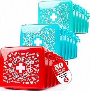 EVERLIT Pocket-Aid Mini First Aid Kit | Compact, Portable Hard-Shell Cases of 50 Items | Cuts, Scrapes, Wound Care Essentials for Travel, Outdoor, School, Camping, Home, Office (12 Packs | 600 Pcs) product image